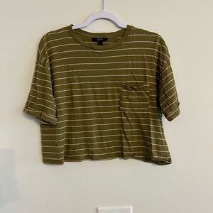 Green striped cropped tee